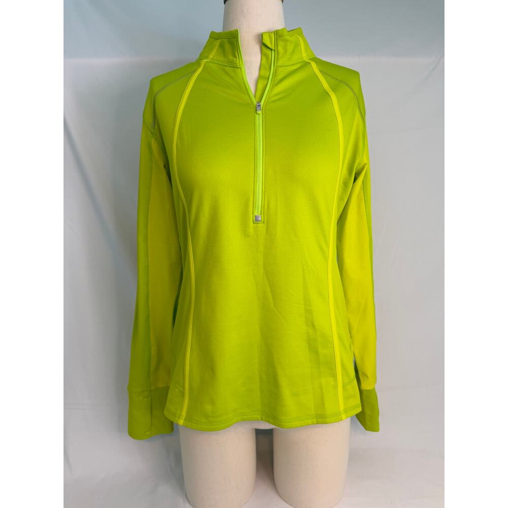 Athleta Lime Green Tech Half Zip Athletic Pullover Long Sleeve Workout Top‎ EUC